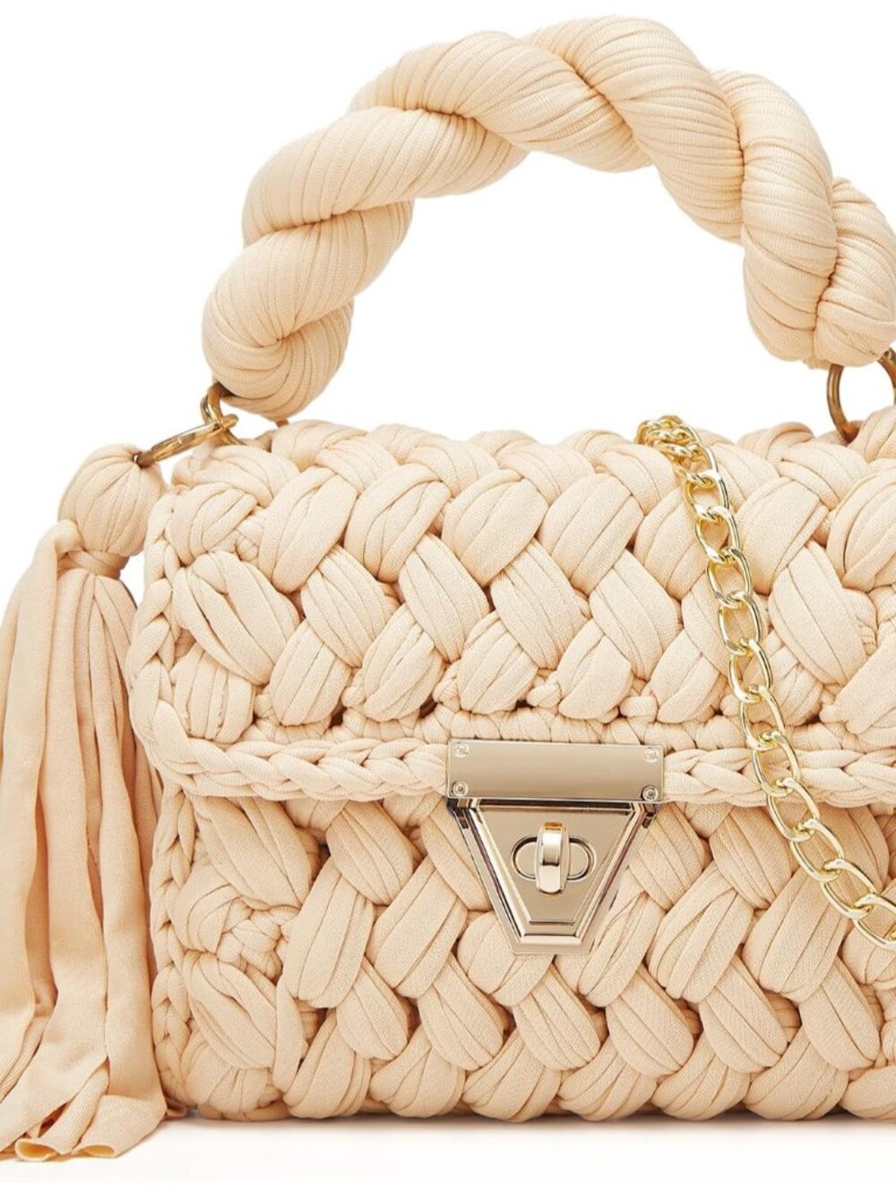 Chunky Yarn Knit Tote Bags for Women Vintage Crossbody Bag Top-handle Purse Hand